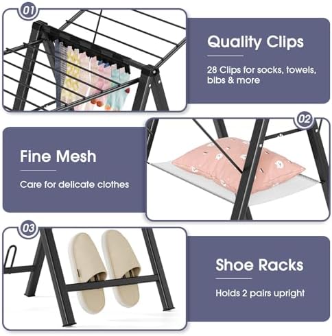 APEXCHASER Clothes Drying Rack, 67.7" L Height Adjustable - Image 4