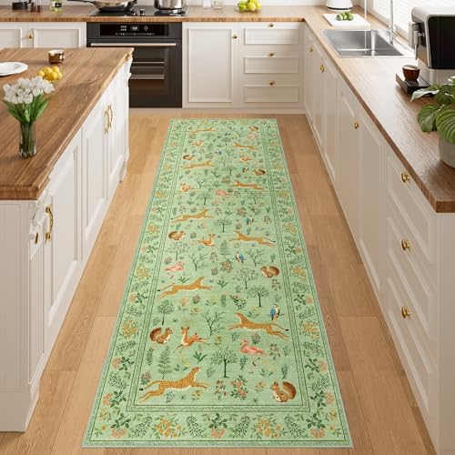 DUKINO 2.6x8 Rug for Hallway, Washable Kitchen Rugs Non Slip, Light Green - Image 5
