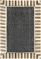 Nuloom Asha Dark Grey/Ivory, Striped Border, Soft and Cozy, High Traffic - Image 3
