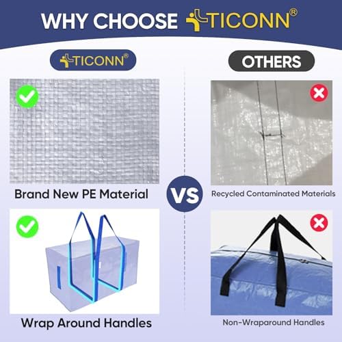 TICONN 8 Pack Extra Large Moving Bags Heavy Duty - Image 5
