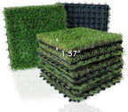 XLX TURF Artificial Grass Tiles Interlocking Outdoor Turf 12"x12" 9 Pack by XLXTURF