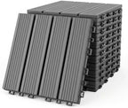 44 Pack Plastic Interlocking Deck Tiles, 12 x 12 Inch Waterproof Outdoor Floor by Unknown