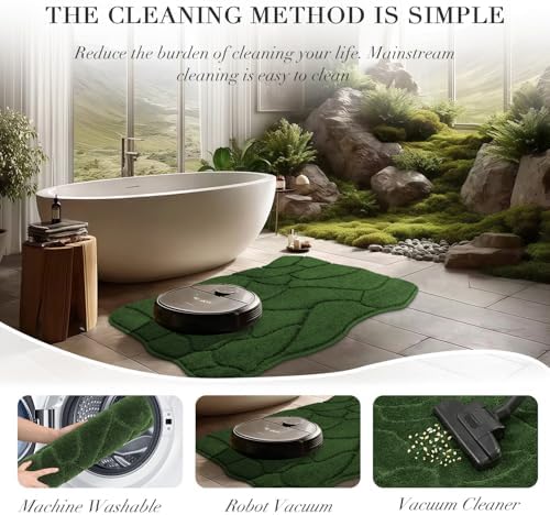 BSICPRO Large Bathroom Rugs, 24X36 Scalloped Bath Mats, Forest Green - Image 5