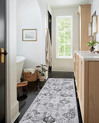 Lahome Moroccan Washable Runner Rug, 2x6 Grey Kitchen Runners - Image 4