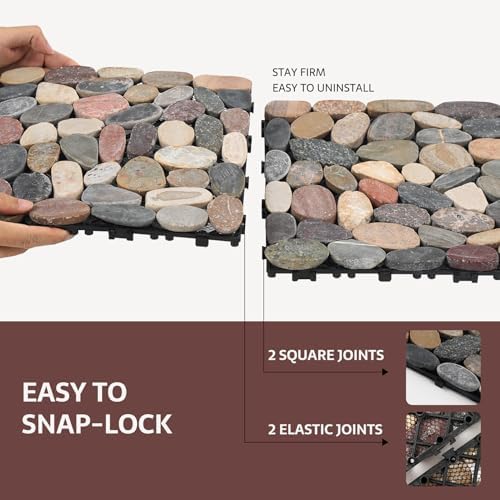 Pebble Tile, Natural Stone Paver Tile, Mountain Grey 4 Sheets - Image 5