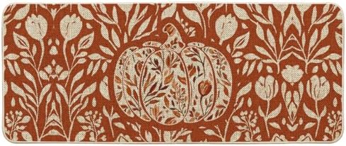Artoid Mode Orange Flower Pumpkin Fall Doormat 24x59 Inch by ArtoidMode