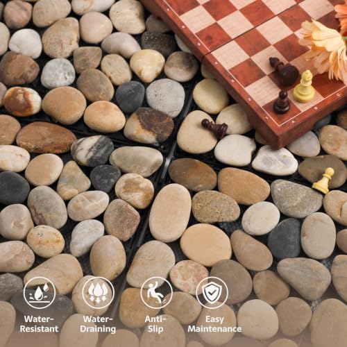 River Rock Pebble Tile, Natural Stone Deck Paver Tile, 4 Sheets - Image 7