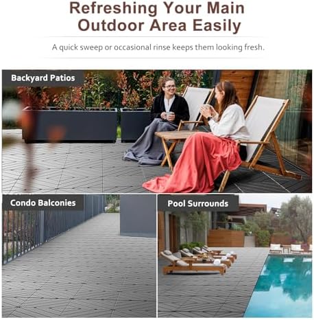 EchoDeck Interlocking Deck Tiles, 54 Pack Patio Tiles Outdoor Interlocking All - Image 5