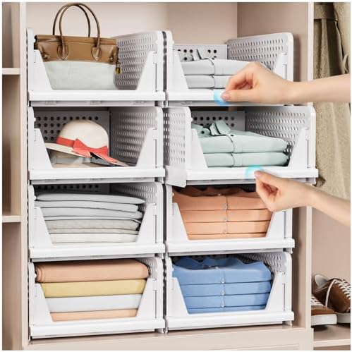 caktraie 8 Pack Stackable Closet Storage Basket - Image 2