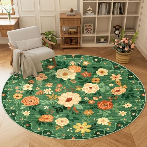 DUKINO 6ft Round Rug, Washable Circle Rug by DUKINO