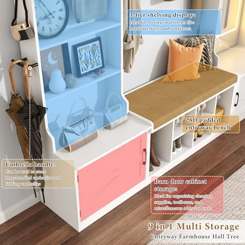 86.6''W Extra Large Farmhouse Hall Tree - Image 4