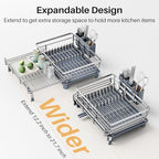 Expandable Dish Drying Rack for Kitchen Counter, Stainless Steel - Image 4