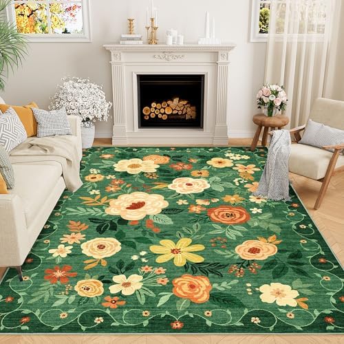 DUKINO 5x7 Area Rug Floral Washable Rug by DUKINO