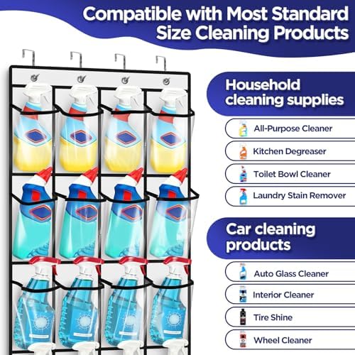 Clear Cleaning Supplies Organizer, Cleaning Products 24 Large Pockets - Image 4