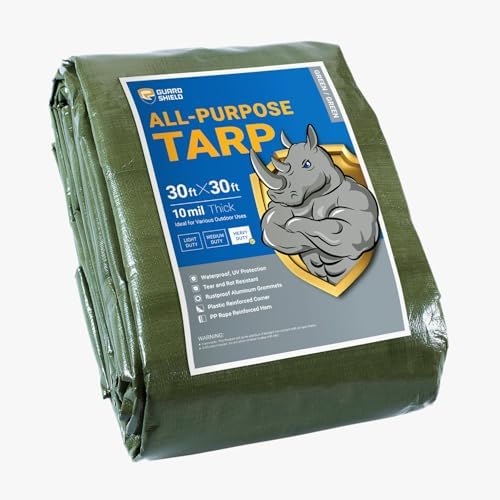 GUARD SHIELD Heavy Duty Tarp 30x30 Feet Green Multi Purpose Thick Waterproof by GUARDSHIELD