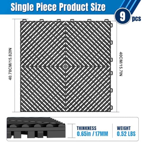 Jocoevol 9-Pcs Interlocking Tile, 15.7 x 15.7in Garage Floor Tiles - Image 2