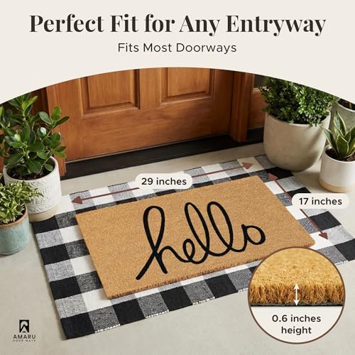 Coir Welcome Mat, Hello Classic, 17 x 29 in - Image 3