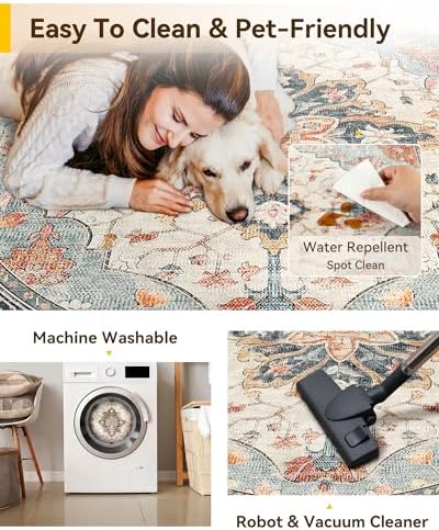 RELEANY Washable Area Rug, Round 8ft - Image 5