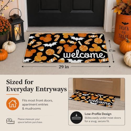 Pycat Welcome Halloween Pumpkin Candy Cane Decorative Front Door Mat - Image 3