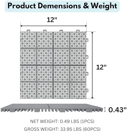 12” x 12” Modular Interlocking Cushion, 12 Pack Drainage Interlocking Floor - Image 5