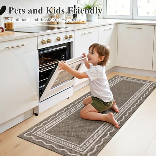 Ileading Hallway Runner Rug 2x6ft Kitchen Floor Mat Modern Geometric Non Slip - Image 2
