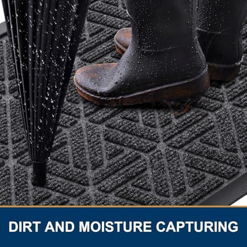 Smiry Front Door Mat Outside Entrance, Low Profile Rubber Doormat - Image 3