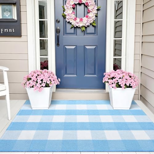 OLANLY Fall Door Mat, Buffalo Plaid Rug by OLANLY