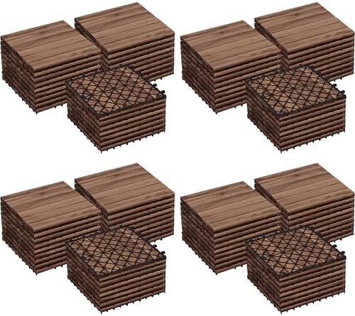 Yaheetech 108PCS Deck Tiles Acacia Wood Interlocking Outdoor Flooring by Yaheetech