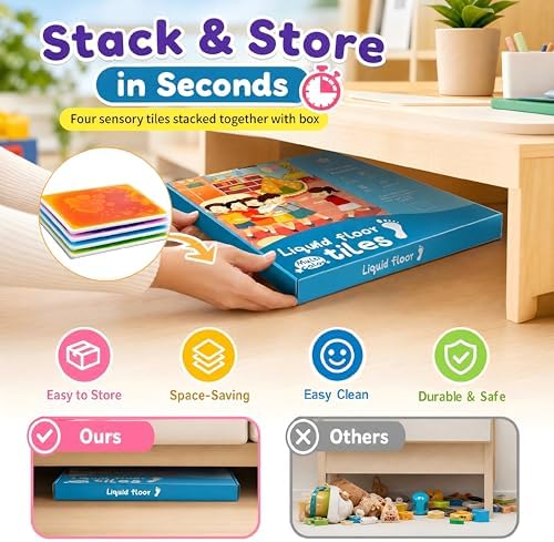 edusense Liquid Sensory Floor Tiles Non-Slip Autism Home&Classroom Play 3+ - Image 4