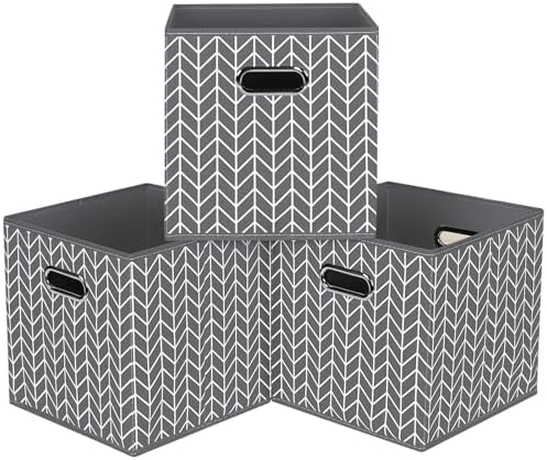Black Foldable Storage Cubes Bins, Fabric Storage Box Cubes Organizer Baskets by HEAYEEG