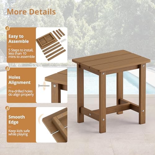 LUE BONA Outdoor Side Table Set of 2, HDPS Small Outdoor Table, Adirondack Side - Image 7