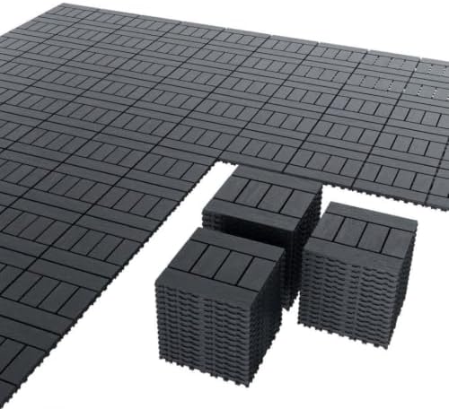 44 Interlocking Deck Tiles, 12x12 Plastic Patio Tiles by Unknown