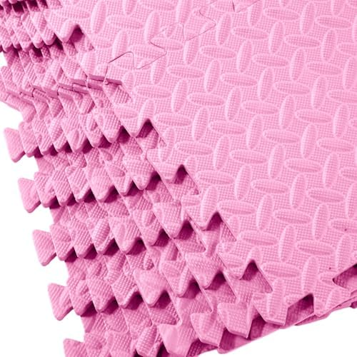 Shihanee 16 Foam Floor Interlocking Tiles, 11.8 x 11.8 Inch, Light Pink - Image 4