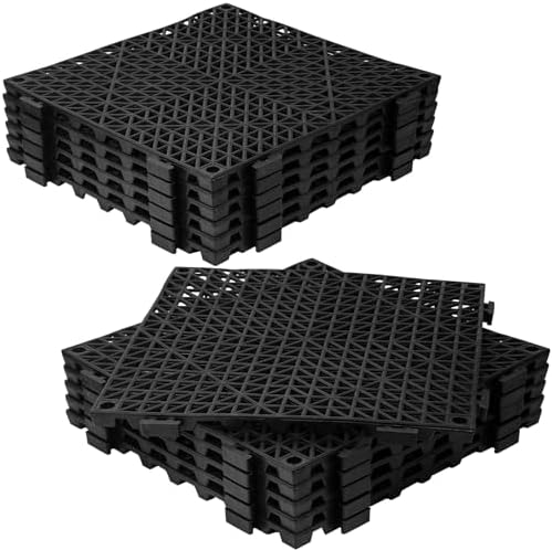 12Pcs Drainage Interlocking Floor Tiles 11.8" x 11.8", Modular Interlocking by Unknown
