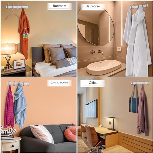 White Coat Rack Wall Mount – 15 Inch Stainless Steel Hook Rail - Image 6
