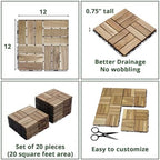 BEEFURNI Interlocking Acacia Wood Deck Tiles 12x12, Natural Yellow - Image 5