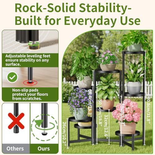 8 Tiered Plant Stand Indoor for Multiple Large Planter, Tall Heavy Duty - Image 3