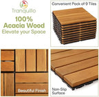 Acacia Wood Interlocking Deck Tiles, Waterproof Patio Tiles - Image 6