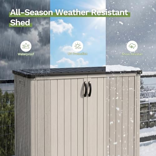Patiowell 50 cu.ft Plastic Vertical Outdoor Storage Shed - Image 5