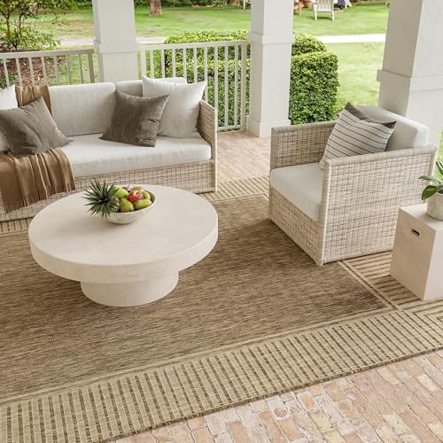 nuLOOM Asha Light Brown Bordered Indoor/Outdoor Area Rug - Image 6