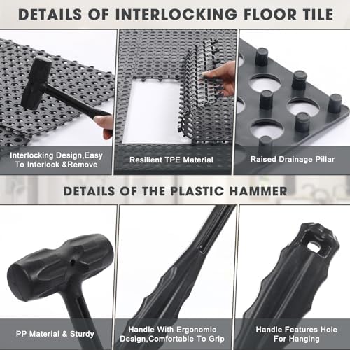Drydiet 8 Pack Drainage Tiles Modular Interlocking Floor Tiles - Image 3