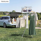 RFOUO Foldable Clothes Drying Rack Aluminum 4 Legs 16 Rods Double Layer - Image 7