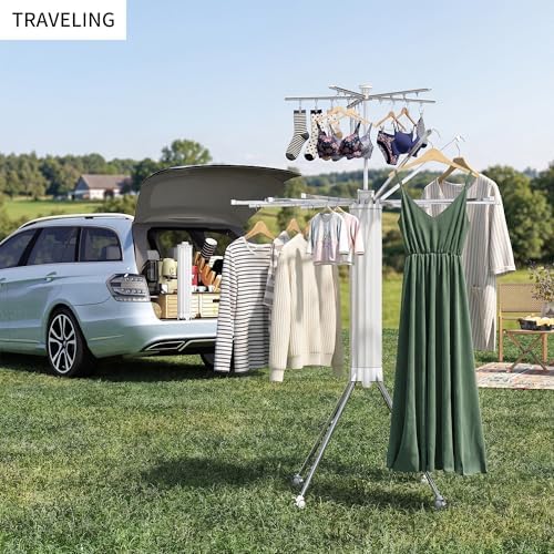 RFOUO Foldable Clothes Drying Rack Aluminum 4 Legs 16 Rods Double Layer - Image 7