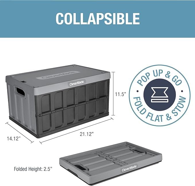 CleverMade Collapsible Storage Bin - 46L - Stone - Image 2