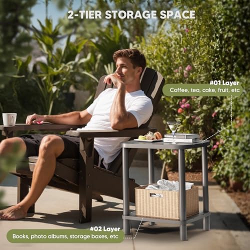 LEJANEOYE Outdoor Coffee Table, 2-Tier Bamboo Adirondack Outdoor Side Table - Image 6