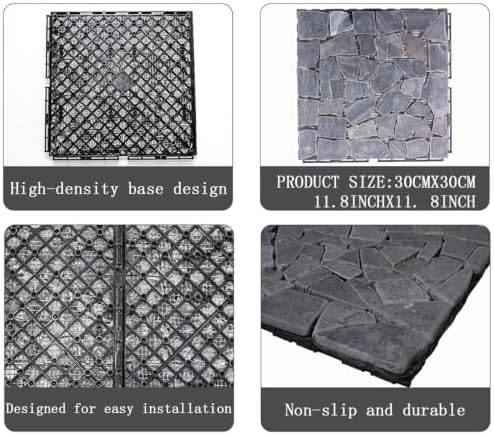 DIY Stone Tile Deck Tile, Durable Patio Garden Interlocking Decking12 6PCS - Image 2