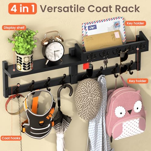 35'' Black Coat Rack Wall Mount - Image 5