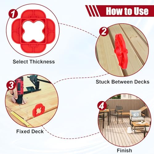 4 Packs 4-in-1 Multi-Size Deck Spacer Tool, 4 Thicknesses Deck Board Spacers - Image 6