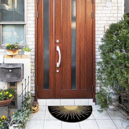 Mingnei Boho Black Gold Sun Linen Doormat Door Mat - Image 6