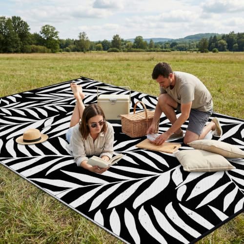 Smiry Outdoor Rug 9x12 ft Waterproof Reversible Leaf Mat - Image 4